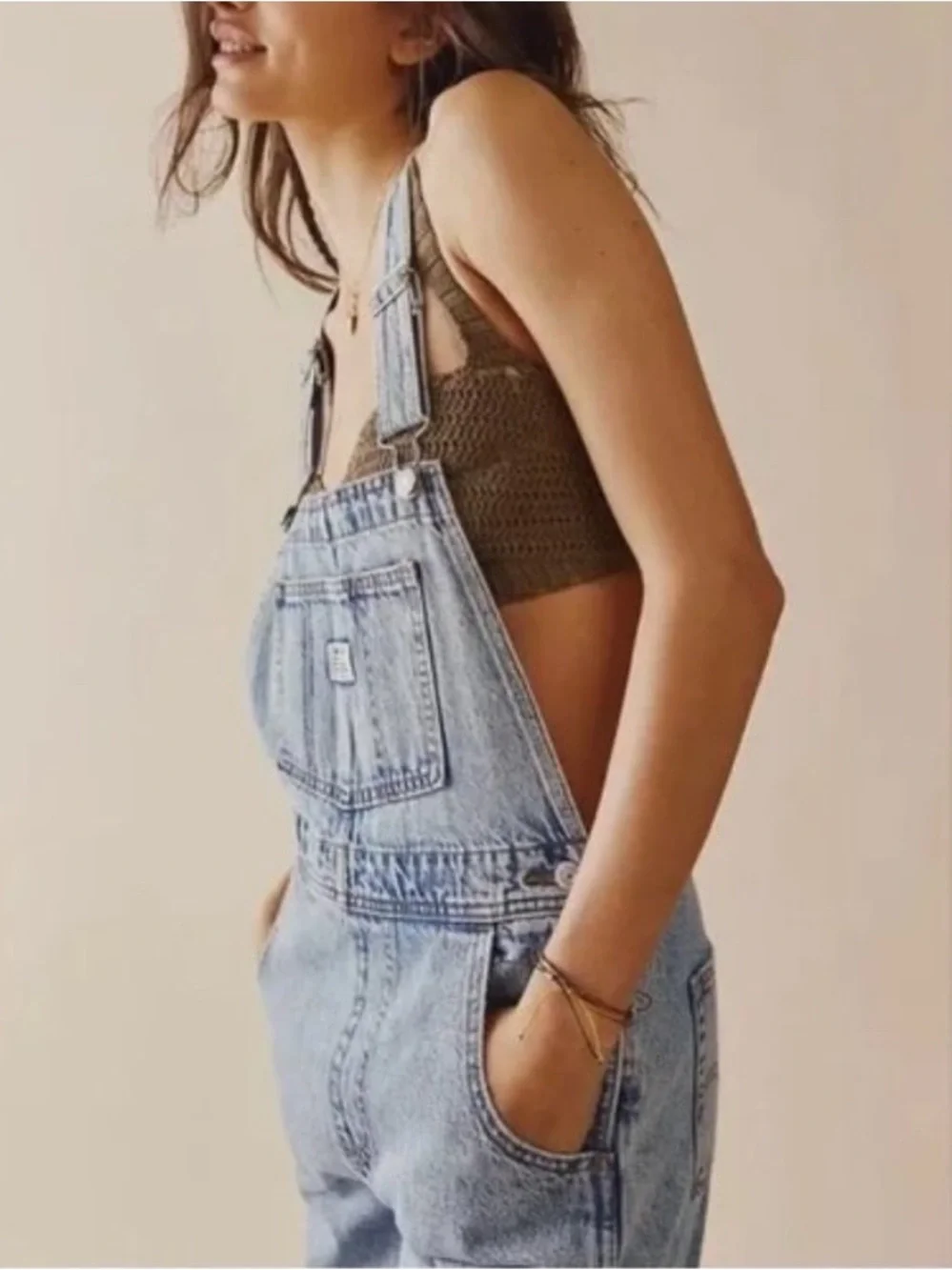 Levi’s Premium Vintage Overalls No Stone Unturned Free People Size Small - Picture 3 of 9